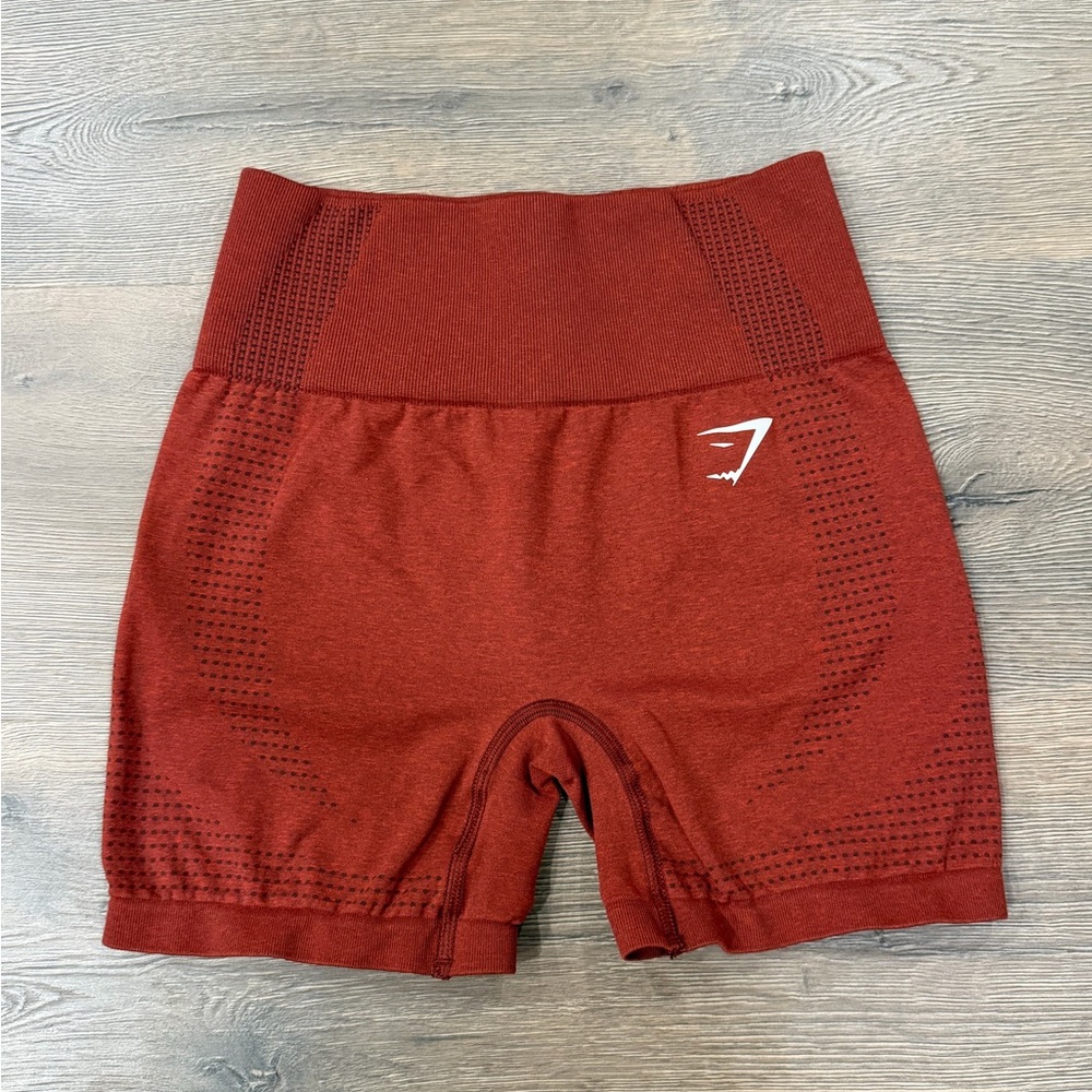 Gymshark Seamless Brick Red Mark Biker Athletic Workout Shorts